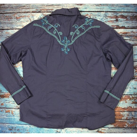 ADIKTD shirt womens size 2X blue long sleeve Button Front RLS - Picture 5 of 6